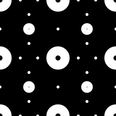 Minimalistic stylish seamless pattern, with white circles on a black background