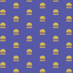 Fast food pattern of cheese burger on blue background. Vector