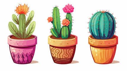 Cactus in a pot drawing hand colored pencils sketch