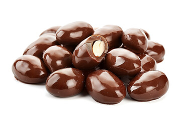 chocolate covered almond, isolate on white background