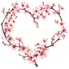 Obraz na płótnie Canvas Cherry Blossom Heart Wreath Clipart 