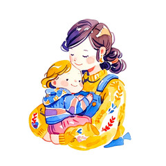Mother with daughter PNG.