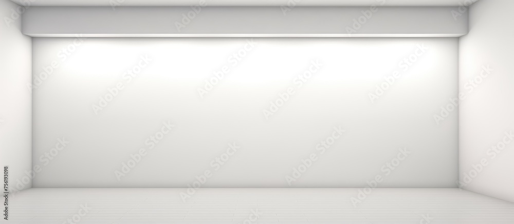 Poster a rectangular room with a white wall and a ceiling light creates a minimalist atmosphere. tints and 