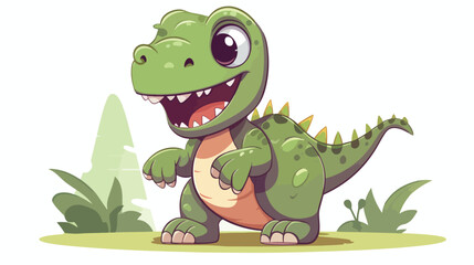 Cartoon Cute tyrannosaurus cartoon flat vector isola