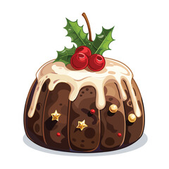 Christmas Pudding Clipart isolated on white background