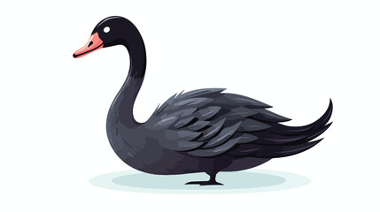 Cartoon funny black swan isolated on white background