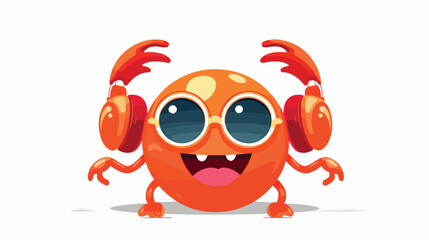 Cartoon Groovy Crab Fun Summer flat vector isolated