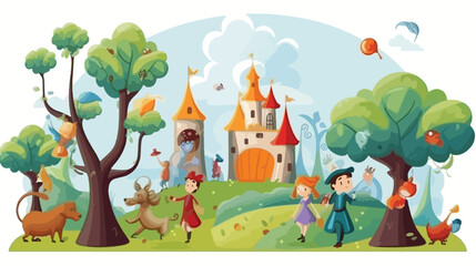 Cartoon scene for fairy tales   illustration for the