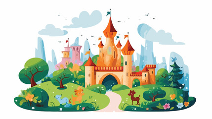 Cartoon scene for fairy tales   illustration for the - obrazy, fototapety, plakaty