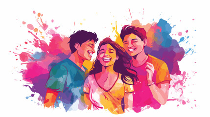 Obraz na płótnie Canvas Celebration Of Indian Festival Happy Holi With Color