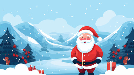 Christmas background with Santa Claus flat vector is