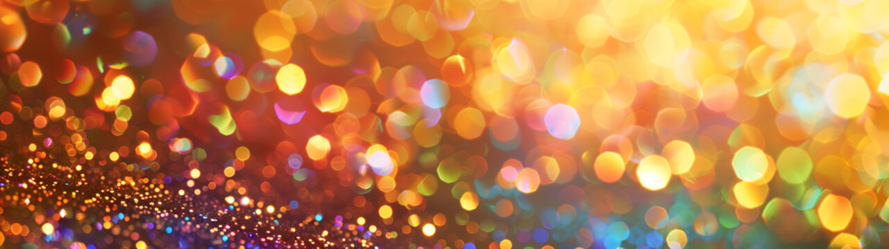 Blurred Brilliance: A Gold Background with a Rainbow of Sparkles