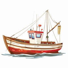 Fototapeta premium Fishing Boat Clipart Clipart isolated on white background