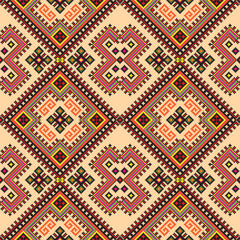 Seamless pattern. Geometric cross stitch pattern. Design for squares,diamonds,fabric,boho,carpet,fabric,ikat,tribal,batik,vector,illustration,pattern,embroidery,retro,ukrainian,zigzag,seamles
