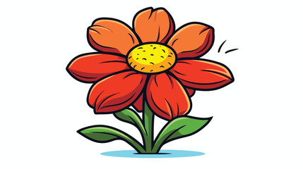 Comic book style cartoon of a flower flat vector iso