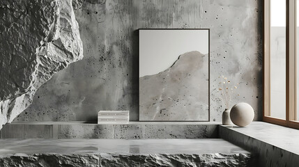 Focal Elegance: Detailed Texture in an Interior ISO A Frame Mockup