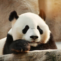 Obraz premium 여유로운 안식처의 판다