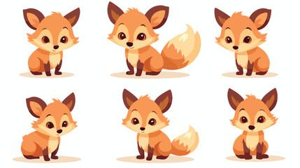 Cute Baby Fox Cartoon Isolated flat vector isolated
