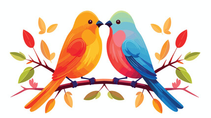 Cute Love Bird Symbol of Love .. flat vector isolate