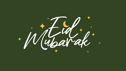 Simple Clean Eid Mubarak Calligraphy Title With Crescent Moon Element Concept