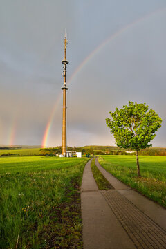 Güntersberge im Harz Regenwetter mit Regenbogen