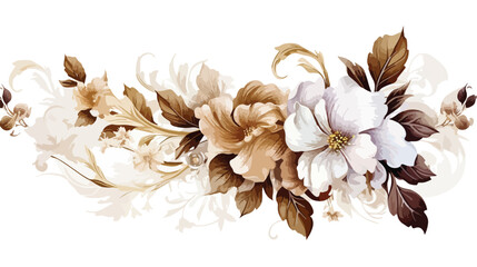 Digital textile design flowers and leaves for ladies