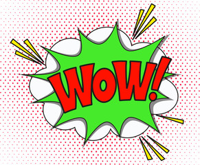 Comic lettering wow. Vector bright cartoon illustration in retro pop art style. Comic text sound effects. EPS 10	