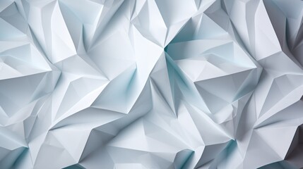 3D rendering of a white origami surface with a geometric pattern