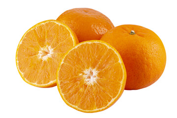 Fresh mandarin oranges fruit isolated on a transparent background