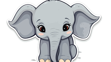 Distressed sticker of a cute cartoon elephant flat vector