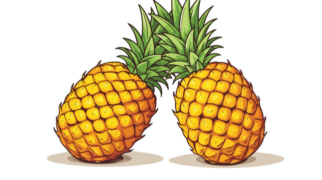 Doodle pineapple clip art isolated. Hand drawn food.