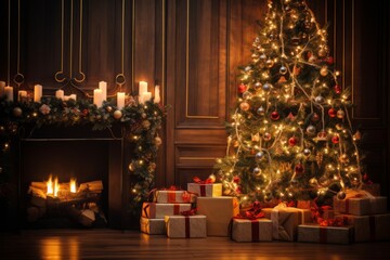 Fototapeta na wymiar Christmas tree in a living room