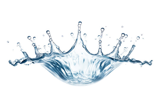 Blue water swirl splash with little bubbles isolated on clear png background, liquid flowing in form of wave.