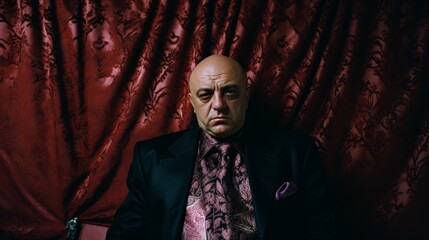 Mafia boss. Portrait of a crime boss. Serious brutal face of a man. Unveiling the Intensity of a Ruthless Mafia Boss