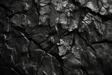 Black and grey cracked rock surface - obrazy, fototapety, plakaty