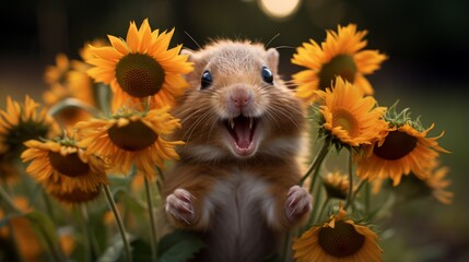 Sunflower and the happy squirrel