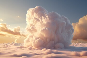 Large white cloudscape with a hint of sunset colors - obrazy, fototapety, plakaty