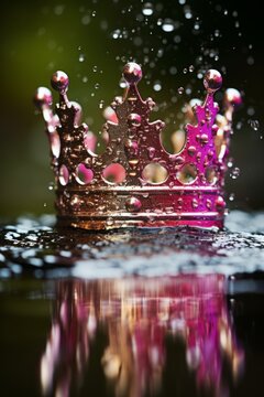 Water droplets on a golden crown