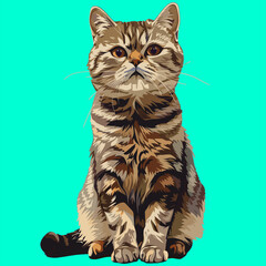 tabby Cat grey Cartoon flat 