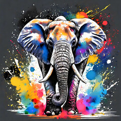 컬러 코끼리, Elephant drawn in color ink