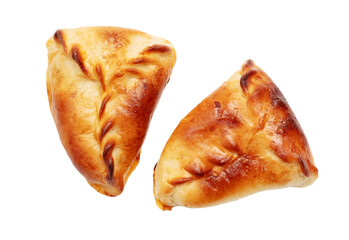 Samsa with meat isolated on a white background
