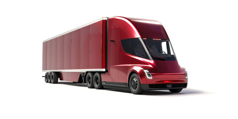 Red semi truck with black front end