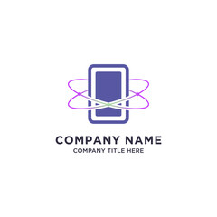 Business company telephone logo design with circular circuit technology concept