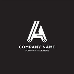 Business company letter a logo design with circuit technology concept