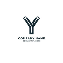 Business company letter y logo design with circuit technology concept