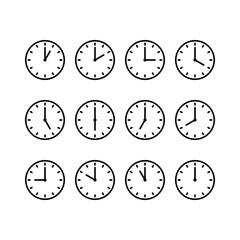 clock icon set isolated on white background