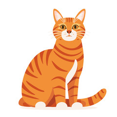 Orange Tabby Cat Sitting on White Background, Svg Clipart