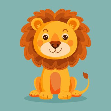 Playful Cartoon Lion in Vector Illustration, Svg Clipart
