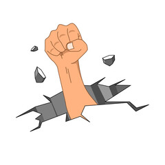 break free, fist hand breaking the wall illustration vector clipart