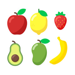 set of flat fruits illustration vector